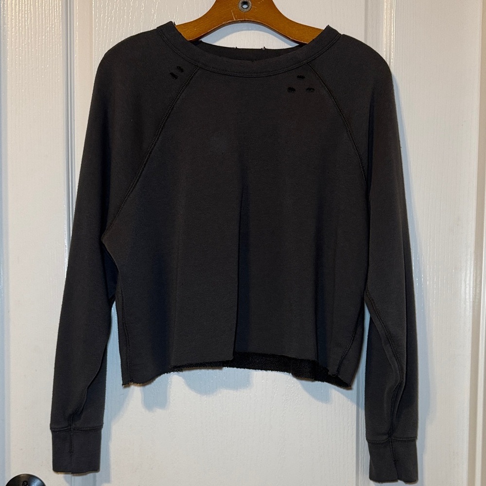 Aerie Gray Distressed Sweatshirt Size Small EUC